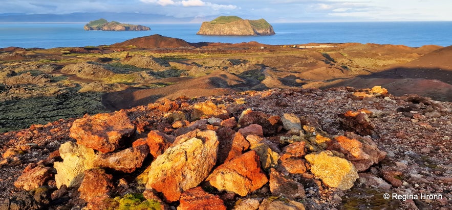 A breathtaking view from the Top of Mt. Eldfell Volcano in the Westman Islands