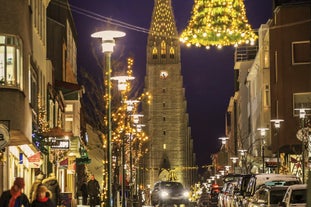 Feel the warmth of the Holidays as you stroll the festive streets of Reykjavik.