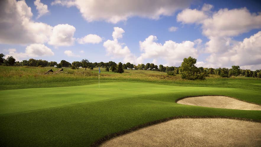 Hornafjörður Golf Club in Hofn, Southeast Iceland with green fairway and sand bunkers. Hornafjörður Golf Club in Hofn, Southeast Iceland with green fairway and sand bunkers.