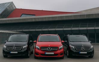 A private vehicle waiting outside Keflavik Airport for a comfortable and convenient transfer.