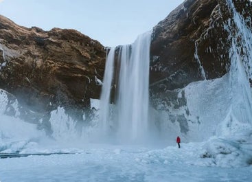 Icy falls on this winter wonderland.