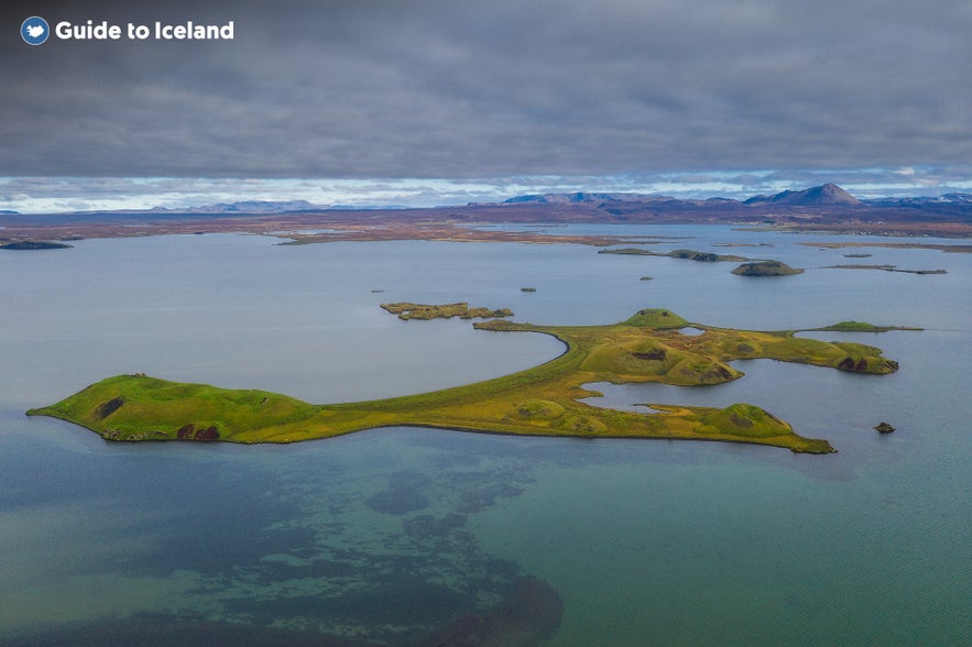 Lake Myvatn during the summer, located in North Iceland