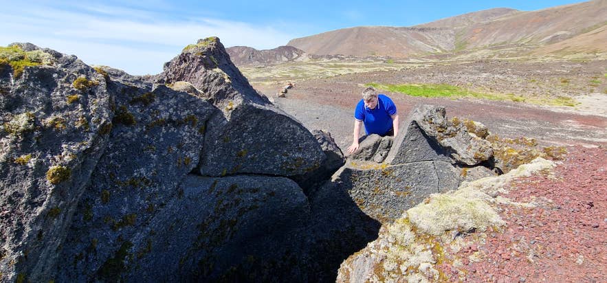 Lava formations near Stóra-Eldborg crater in Krysuvik on the Reykjanes Peninsula, Iceland.