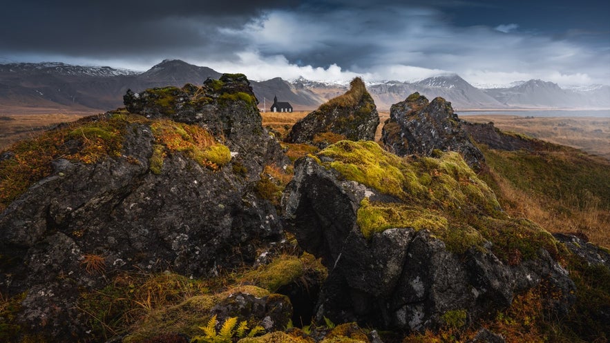 The blakc Budir church is an iconic location on the Snaefellsnes peninsula The blakc Budir church is an iconic location on the Snaefellsnes peninsula