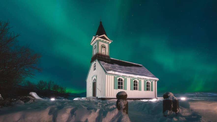 Thingvellir nasjonalpark er et godt sted å se nordlyset