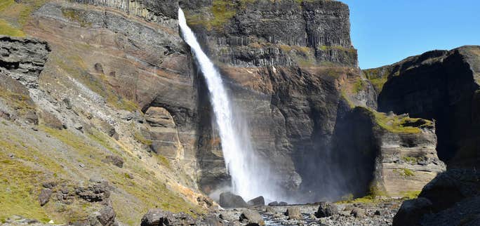 Háifoss, Granni & Hjálparfoss - the beautiful Waterfalls in Fossá River in Iceland