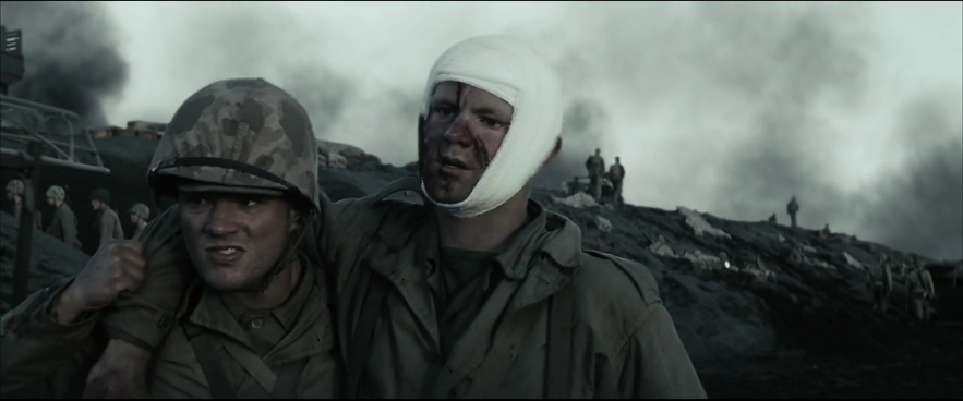 Ryan Phillippe and Haukur Páll Valdimarsson in the movie Flags of Our Fathers, filmed at Sandvik beach in Iceland