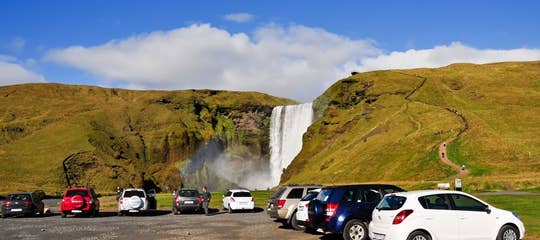 rental cars by skogafoss south summer parking.jpg