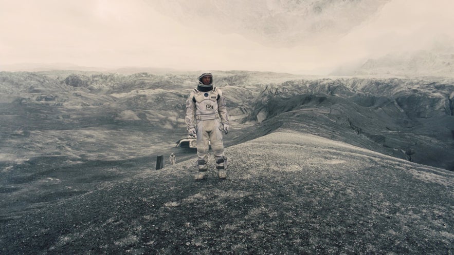 A still frame from the movie Interstellar which was partially shot in Iceland