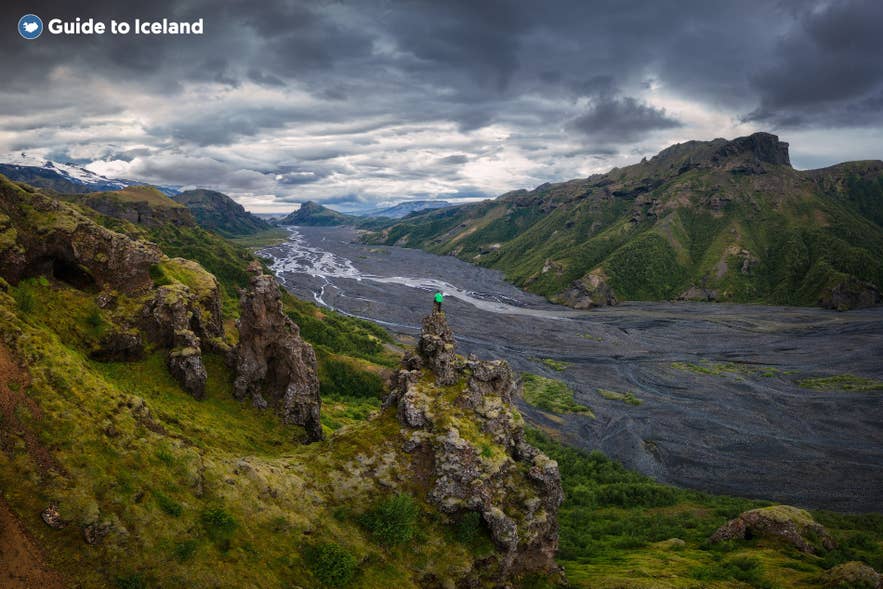 Thorsmork Valley in South Iceland is one of the hidden gems in Iceland, with volcanic cliffs, rivers, and hiking trails.