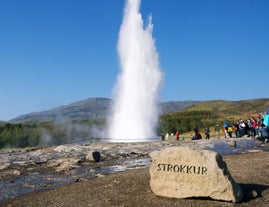 Strokkur is the most active geyser in the Golden Circle of Iceland.