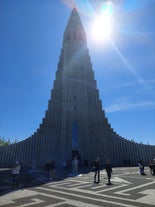 The tower of the Hallgrimskirkja church in Reykjavik.