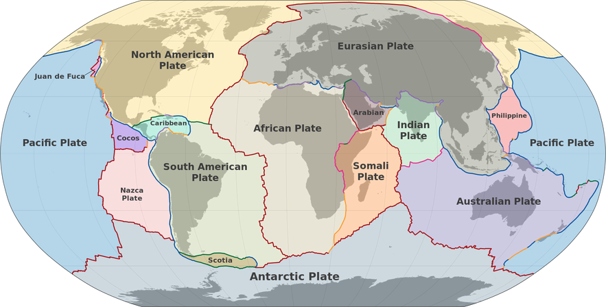 A map of the tectonic plates of the world. Take a look at Iceland's location.