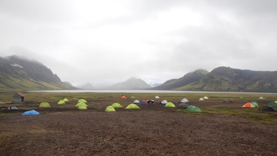 Camping är kul i juni på Island