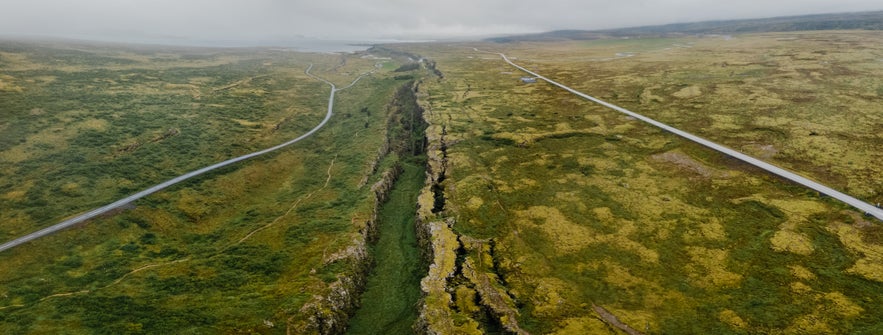 The rift of between the tectonic plates is quite apparent in some locations in Iceland.