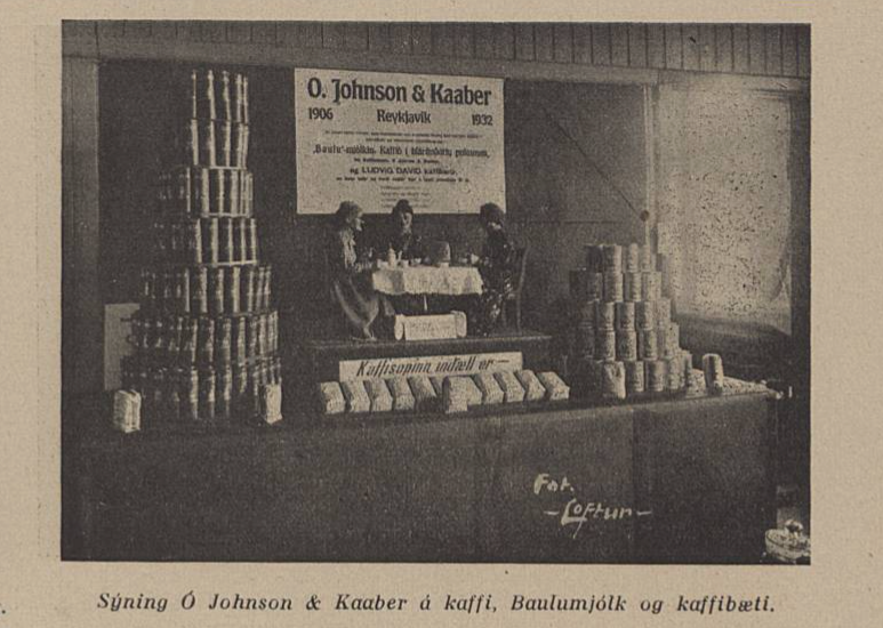 A display of coffee beans and powdered milk in Iceland, 1932