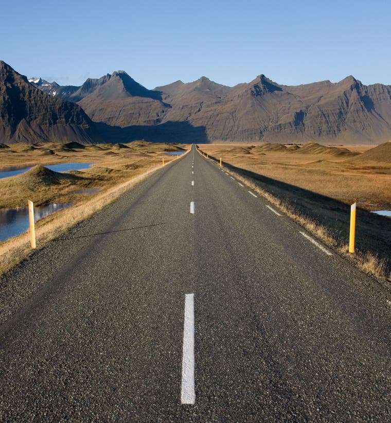 Highway 1 in Iceland on a summer day.