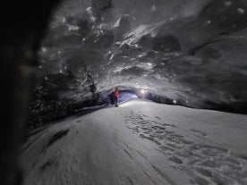 Entering an ice cave in the Myrdalsjokull glacier is a surreal experience.