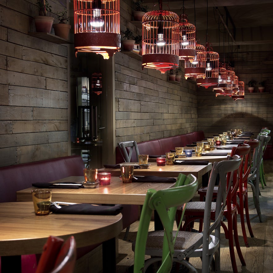 The charming Japanese birdcage lanterns at Sushi Social