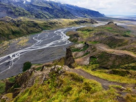 Glacial rivers crisscross the Thorsmork Nature Reserve in Iceland.