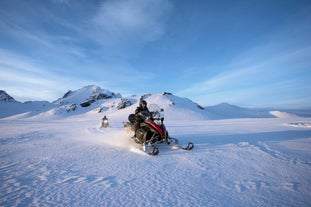 Exploring Langjokull glacier on a snowmobile is a unique experience.