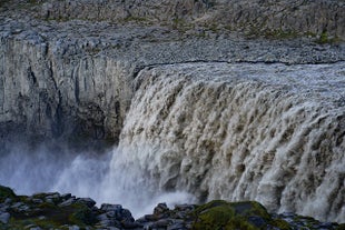 A powerful waterfall in Iceland.