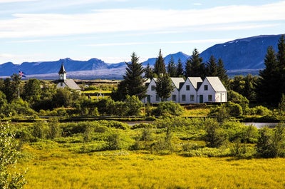 ゴールデンサークルにあるシンクヴェトリル国立公園の景観