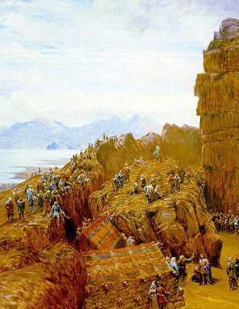 W.G. Collingwood painting of Logberg, the historic assembly site evoking Iceland's Age of Fire witch trial era.