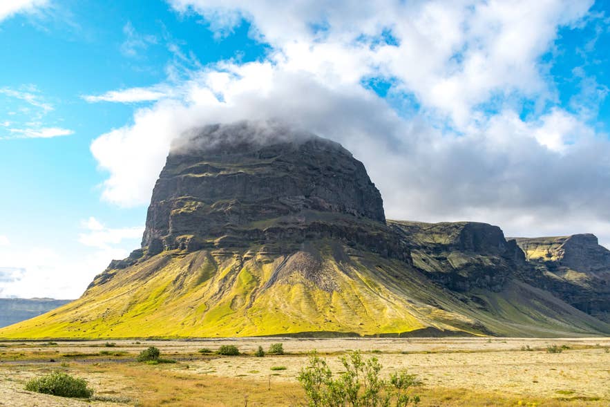 Lomagnupur mountain in South Iceland, linked to Icelandic giant and troll folklore traditions Lomagnupur mountain in South Iceland, linked to Icelandic giant and troll folklore traditions