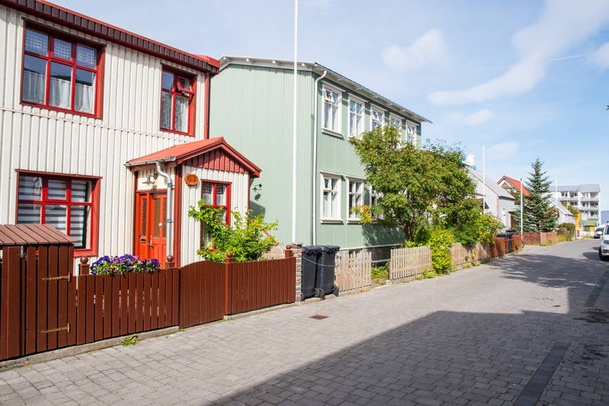 ​​​​Buildings in town of Isafjordur in the Westfjords.