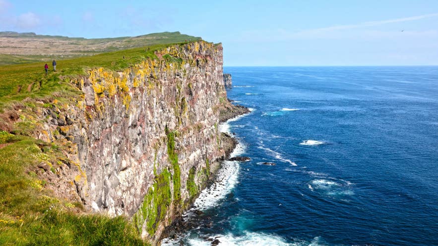 Sunny view of Iceland's Latrabjarg Cliffs, a prime viewing location for the August 12, 2026 total solar eclipse