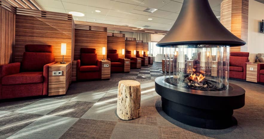 La business lounge dell'Aeroporto di Keflavik in Islanda.