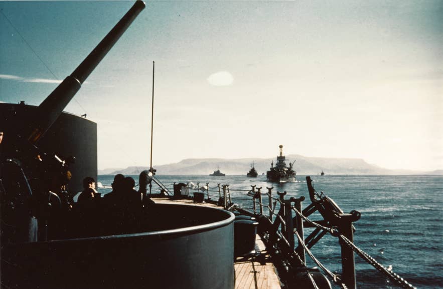 US Atlantic Fleet ships steaming out of Reykjavik harbour during the initial American occupation of Iceland, July 1941. US Atlantic Fleet ships steaming out of Reykjavik harbour during the initial American occupation of Iceland, July 1941.