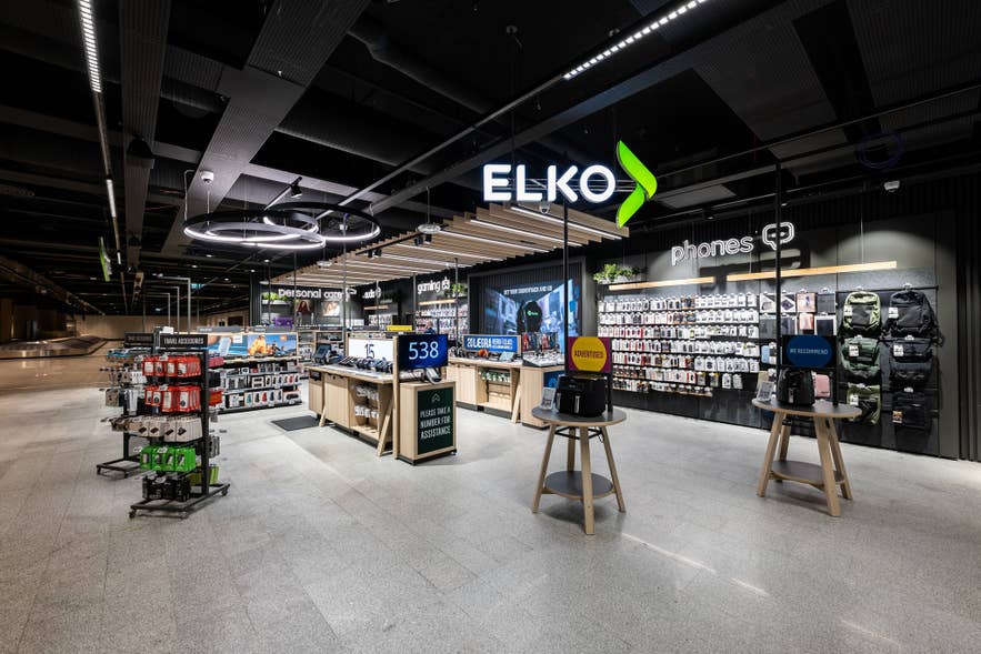 Elko electronics store at Keflavik International Airport in Iceland.