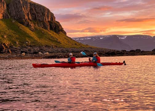 Midnight Sun Kayaking Tour from Arskogssandur in North Iceland
