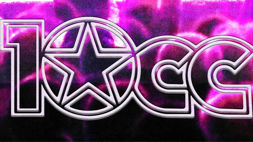 Bold pink and black 10cc graphic for the band’s concert at Harpa Concert Hall in Reykjavik.
