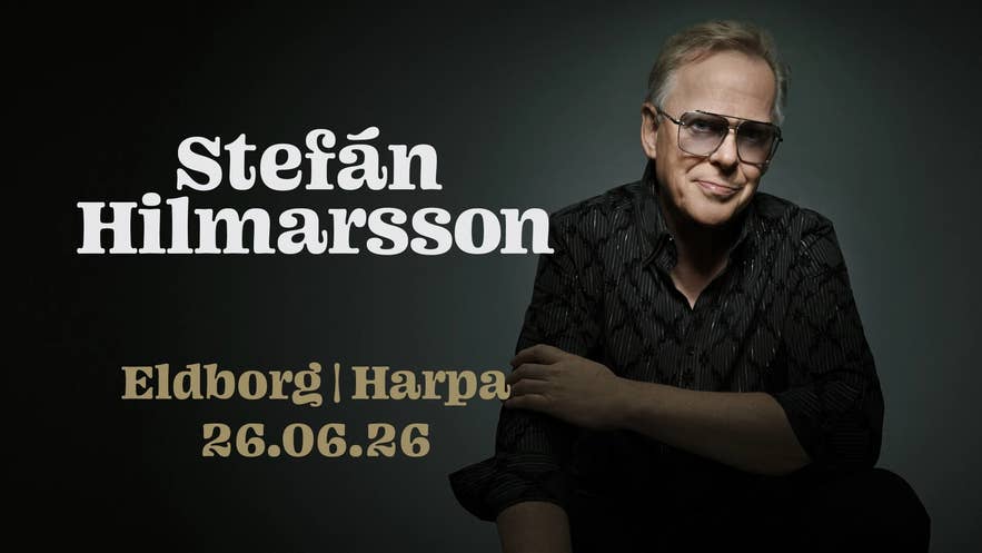 Concert poster for Stefán Hilmarsson at Eldborg, Harpa, on June 26, 2026.
