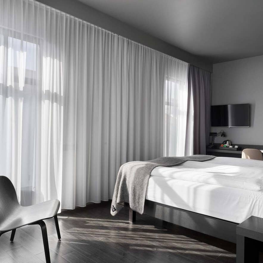Skuggi Hotel exterior in central Reykjavik for Ring Road travelers.
