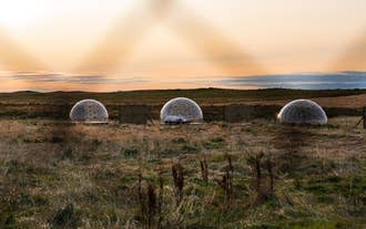 The view of three of the Aurora Igloos from inside one of the pods.