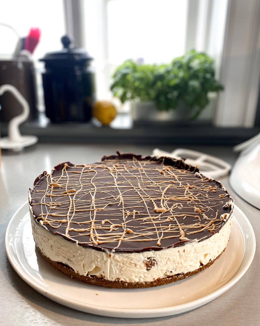 A chocolate-topped cake at Gilbakki Kaffihus cafe in Hellissandur.