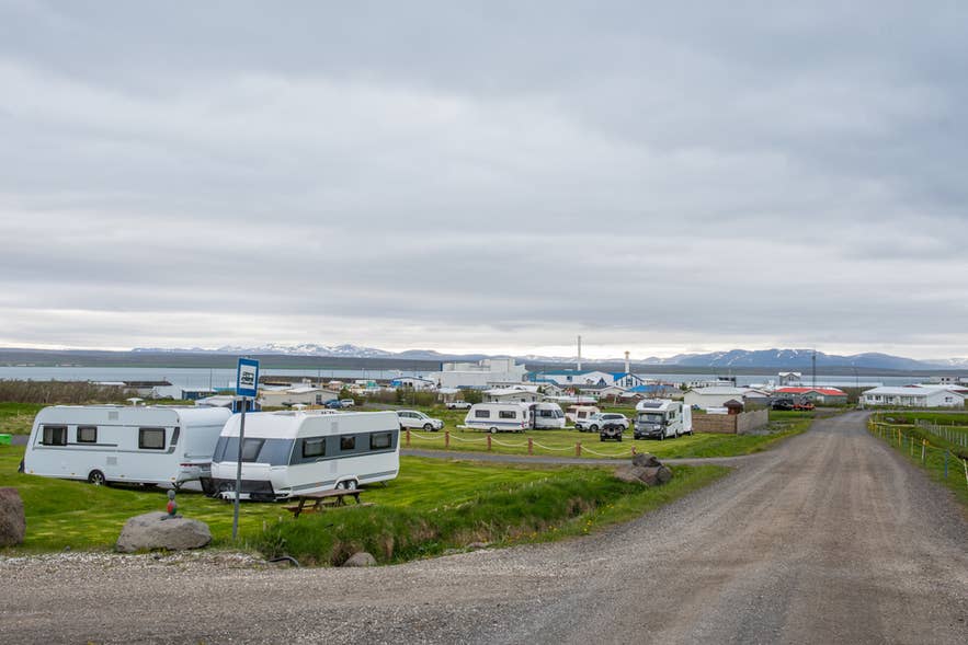 The campsite of town of Thorshofn in North Iceland.