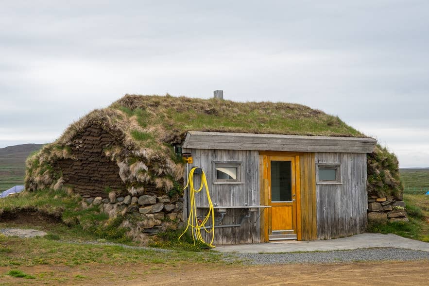 The campsite of Saenautasel in Jokuldalsheidi in the wilderness of East Iceland.