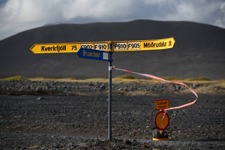 An F-road stretching across the remote highlands of Iceland where mobile coverage often drops.