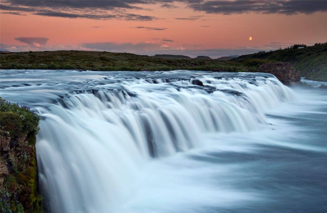 The wide Faxi waterfall flows on the Tungufljót river near the Golden Circle in South Iceland.