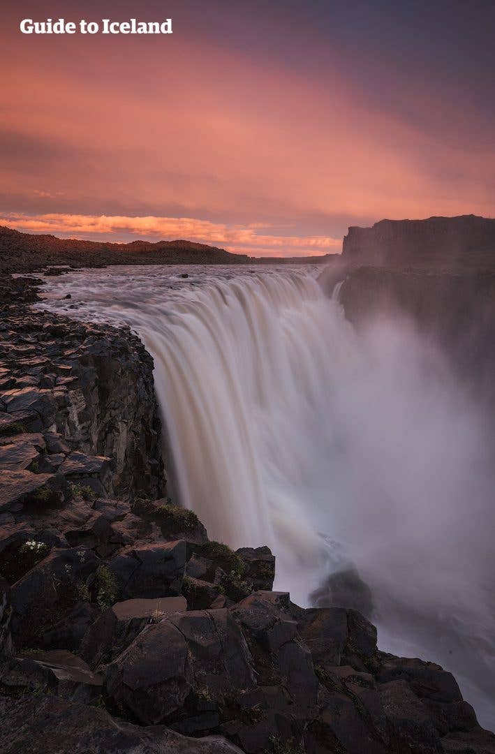 The mighty Dettifoss, Europe’s most powerful waterfall, thunders through its canyon in North Iceland.