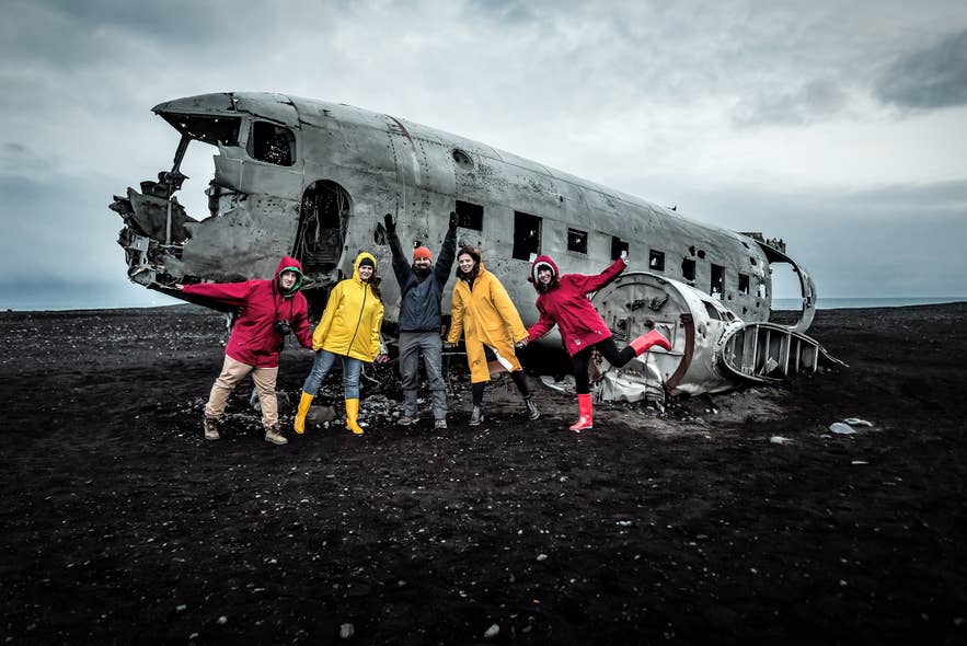 The Solheimasandur DC plane wreck on a black sand beach in Iceland