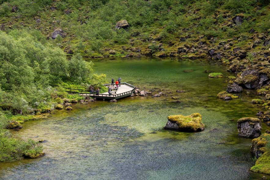 A peaceful pond in the middle of Asbyrgi Canyon.