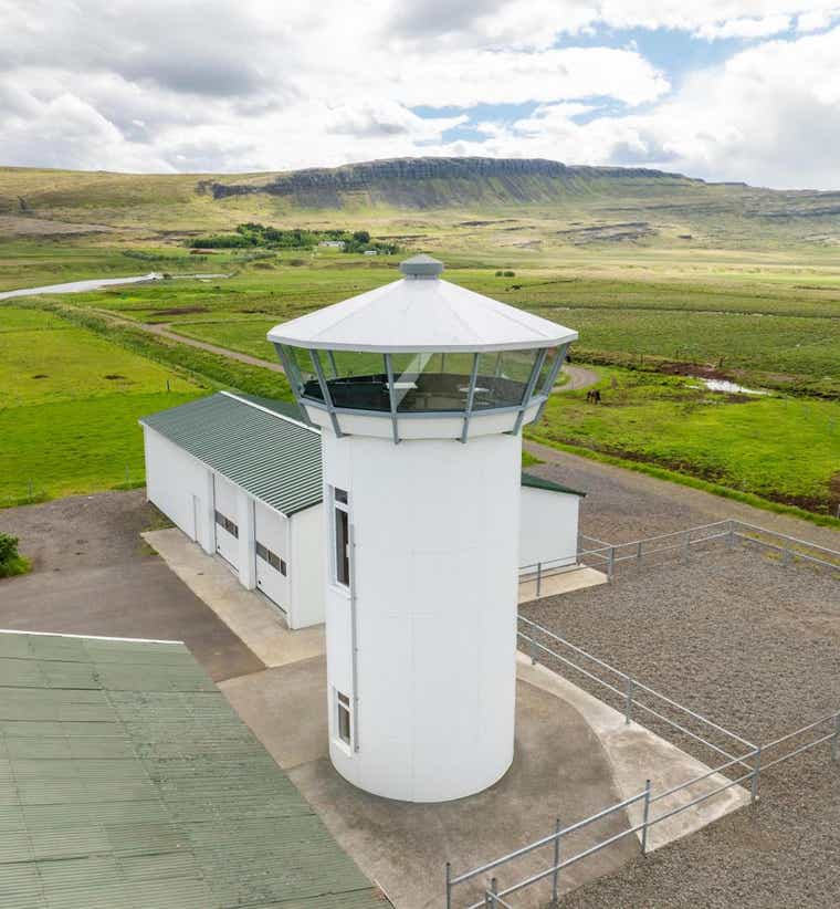Laugavellir Tower Suite, a 4-storey guesthouse near Reykholt in West Iceland.
