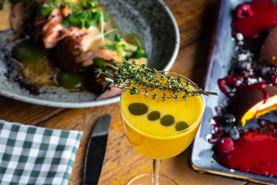 Bottomless brunch at Kopar Restaurant with a selection of dishes on the table.