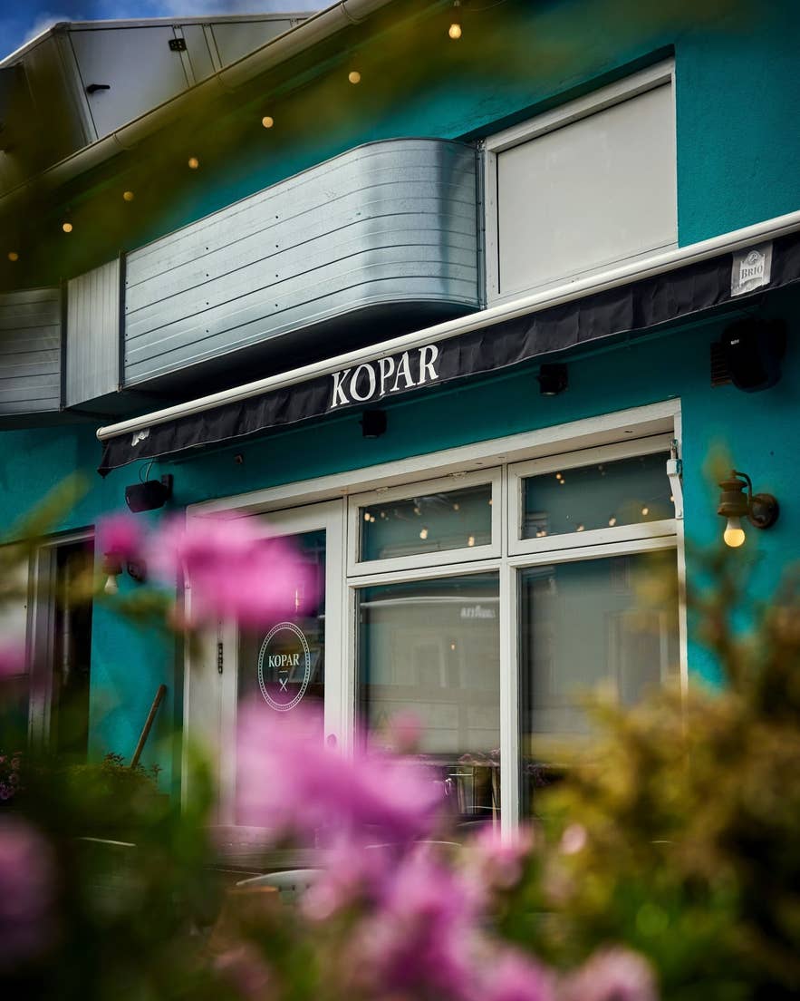 Entrance to Kopar Restaurant on Geirsgata by Reykjavik Old Harbour.